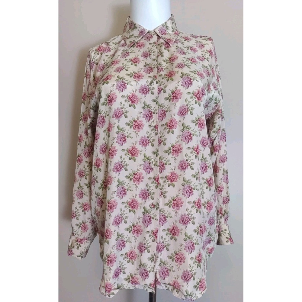Antonelle Women Pink Floral Collar Fabric Button France Viscose Blouse Size 3